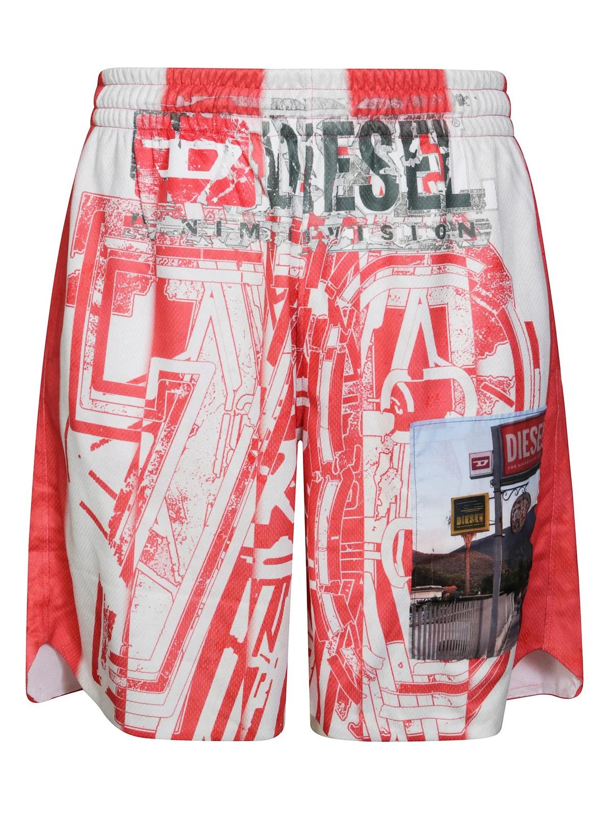 DIESEL Diesel P-Kurt Photo Patches Graphic Printed Shorts