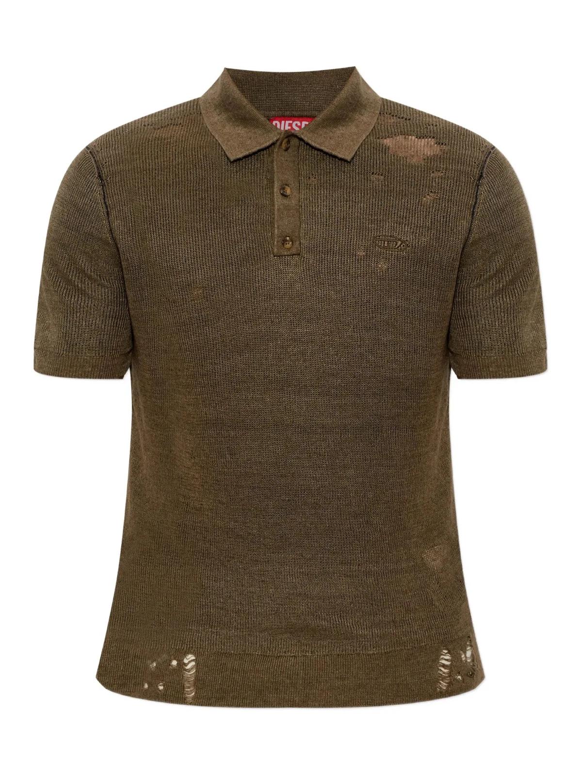 DIESEL Diesel Distressed Knitted Polo Shirt
